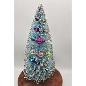 Mid Century Bottle Brush Aqua Turquoise Christmas Tree Mercury Garland 13"
